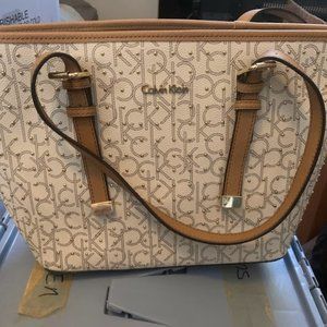 Designer Calvin Klein Signature Handbag Purse Studded Leather